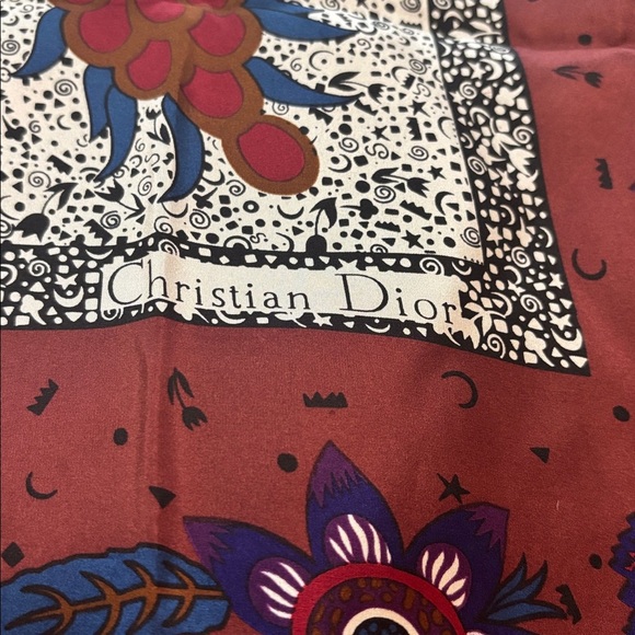 Dior Silk Scarf with Floral Design - Picture 2 of 3